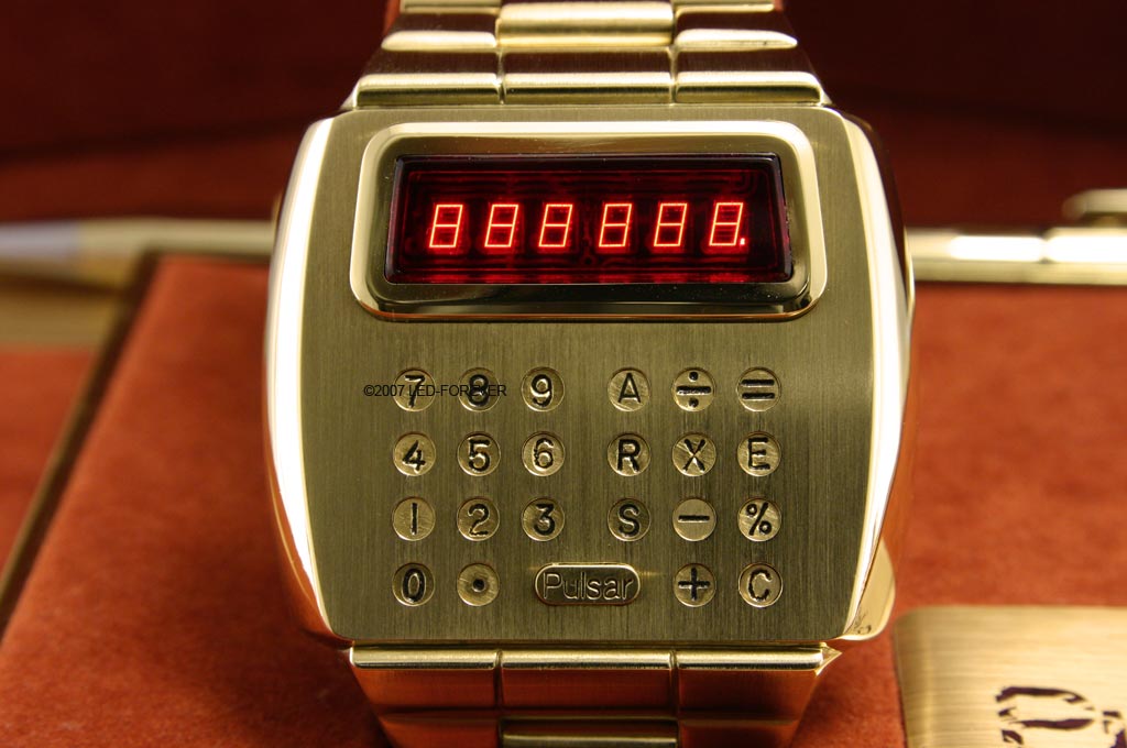 Pulsar gold calculator led watch
