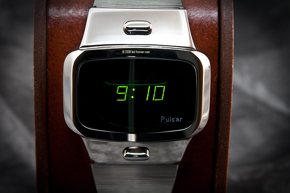 Pulsar green LED watch